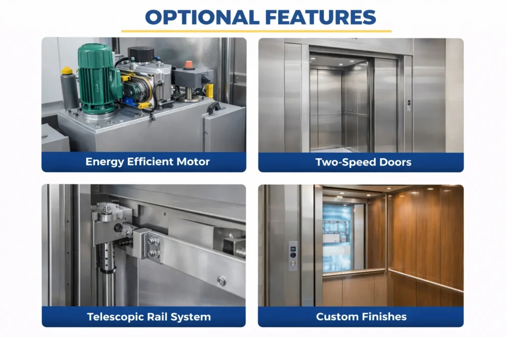 Hydraulic elevator optional features overview